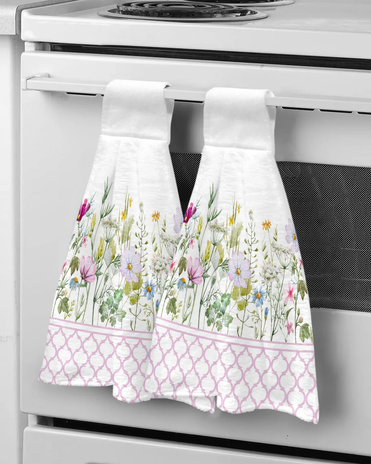 

Pink Morocco Spring Flower Vanilla Hand Towel Microfiber Hanging Wipes Cloth Cleaning Towel Bathroom Kitchen Tools Accessories