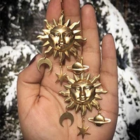sun goddess charm earrings star moon universe planet bohemian hippie celestial earrings witch metaphysical jewelry