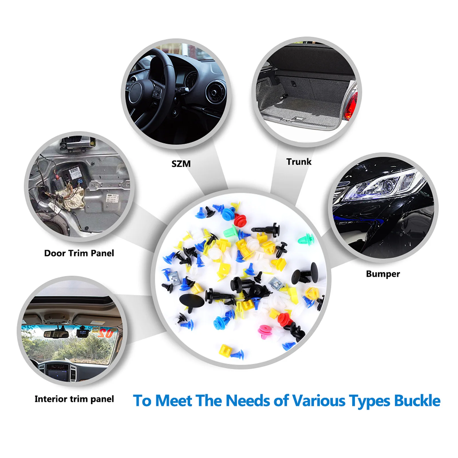 

Universal Fastener Clip Set Car Door Trim Panel Good Fixation Lightweight Mixed Car Body Bumper Retainer Push Pin Rivet