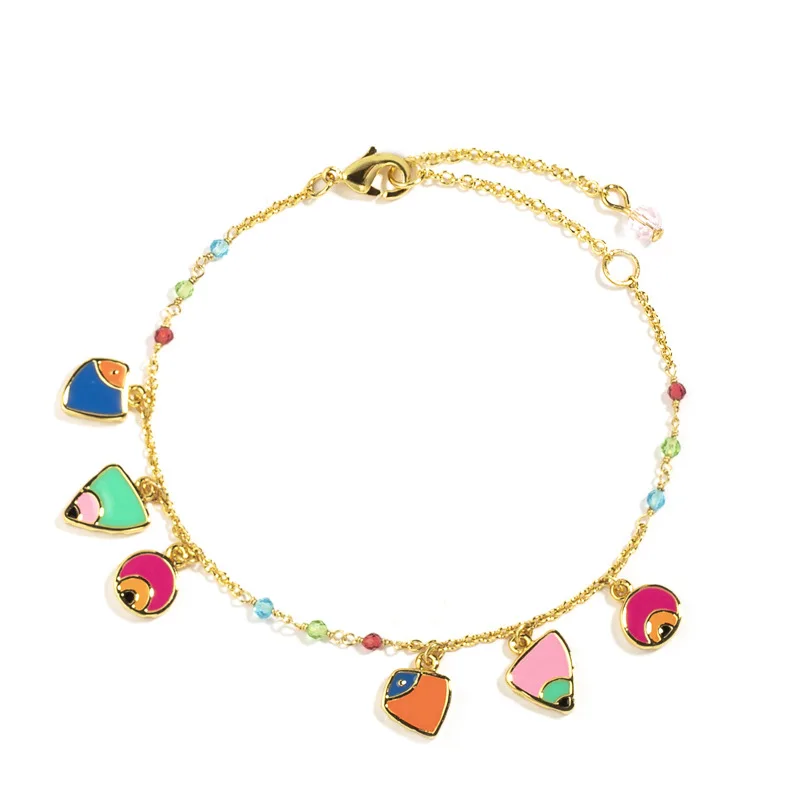 

Новый модный эмалированный браслет с тропическими рыбками, Женский Радужный Браслет ручной работы, универсальный и Хорошо спроектированный браслет ручной работы для друзей