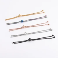 11 5cm glue bead bracelet stainless steel pearl chain couple bracelets adjustable for diy jewelry making accessories wholesale
