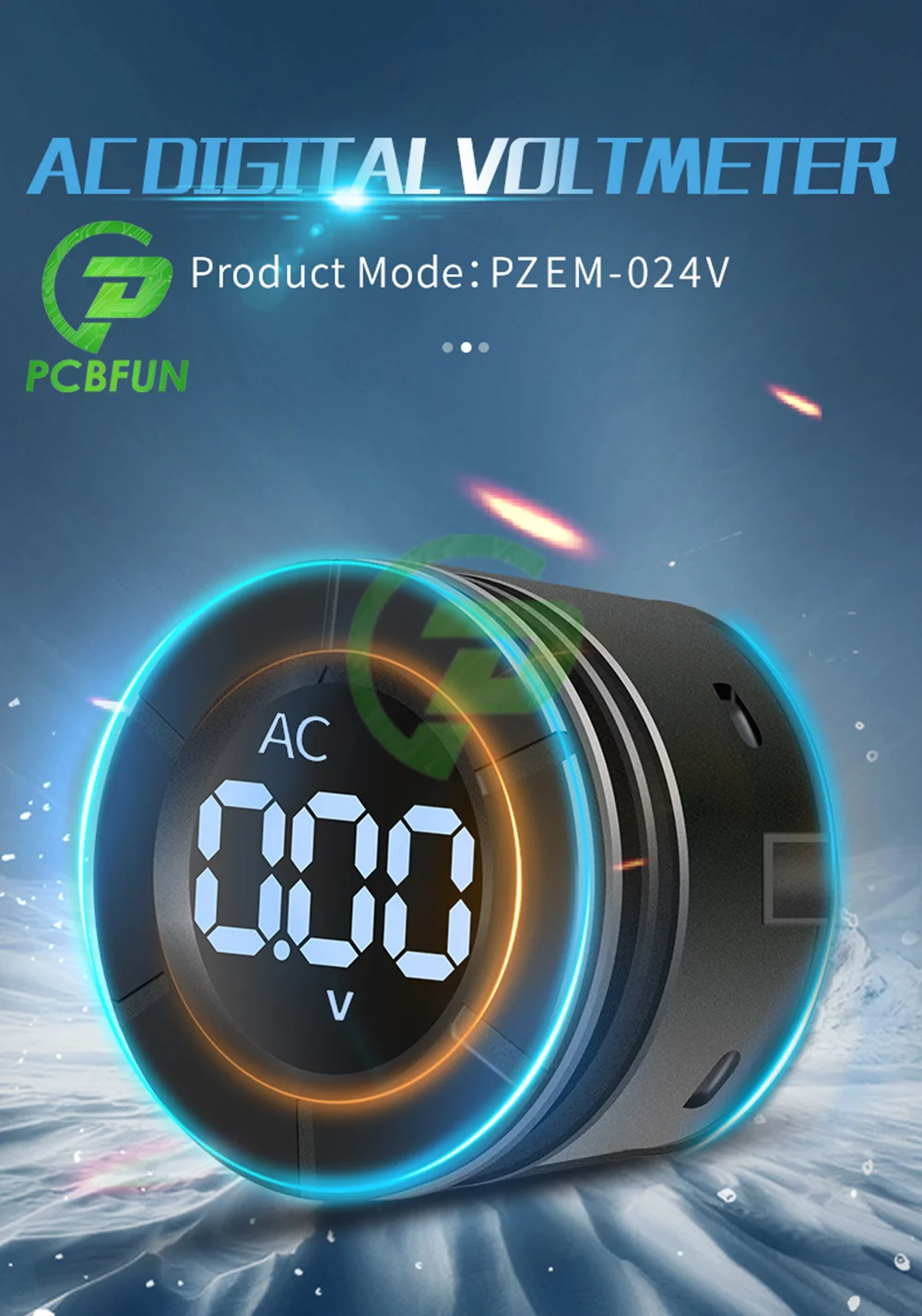 PZEM-019V круглый тестер напряжения постоянного/переменного тока ЖК-цифровой