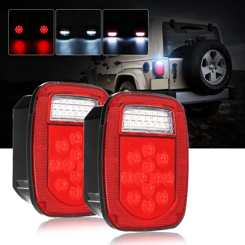 

39LED Tail Lights Rear Brake Reverse Turn Signal Lamp for Jeep Wrangler TJ CJ 1976-2006 IP67 Waterproof White & Red Light