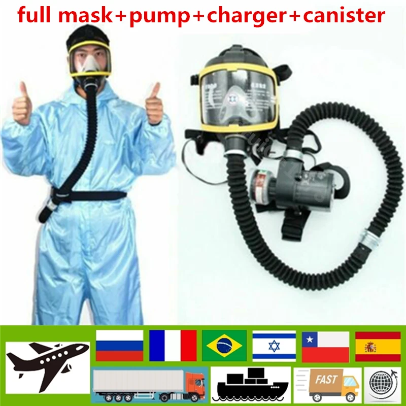 

Electric Constant Flow Supplied Air Fed Full Face Gas Mask Spray Painting Tool Respirator System