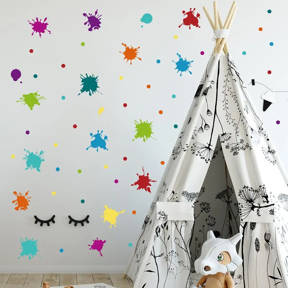 

Multicolor Watercolor Splatter Wall Sticker Ink Paint Splat Wall Decal For Art Room Nursery Classroom Decoration