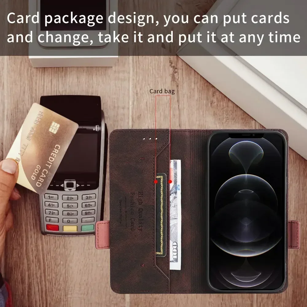 MOTO G35 G55 5G флип-кожаный чехол с роскошной текстурой кожи в стиле ретро кошелек