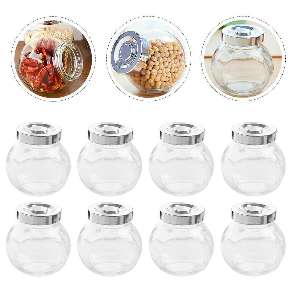 

8 Pcs Glass Food Storage Jars Sealing Can Transparent Canister Sealed Cans