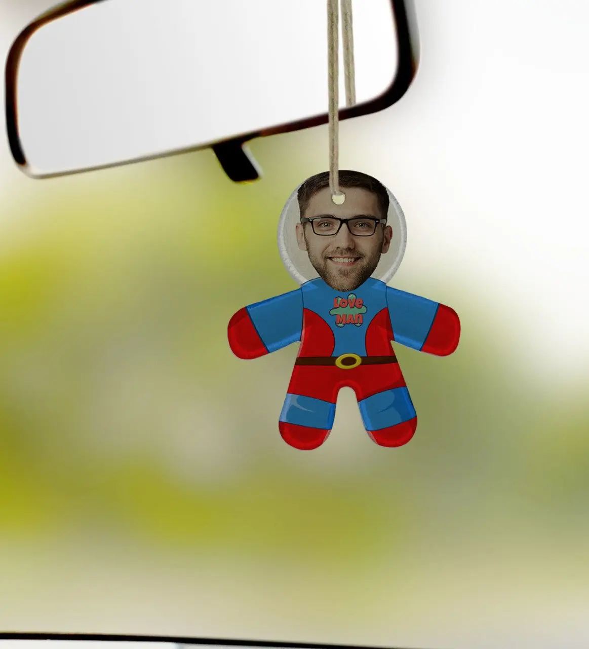 

Персонализированное мужское забавное тканевое детское зеркало заднего вида с супергероями сусю-1