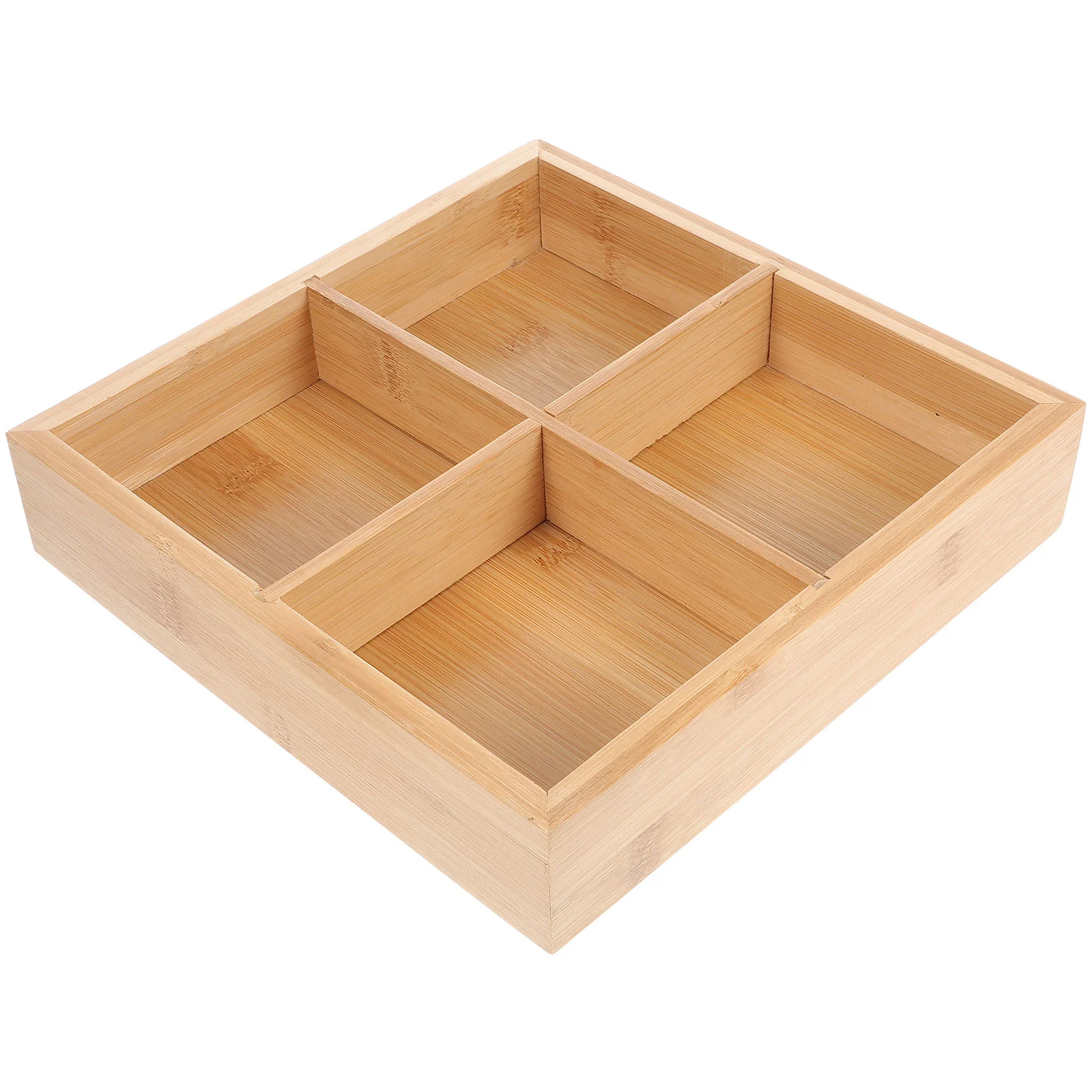 

Angoily Divided Serving Tray Wooden Square 4 Compartments Serving Platter Sushi Plate Nut Candy Snack Storage Trays Ottoman Tray