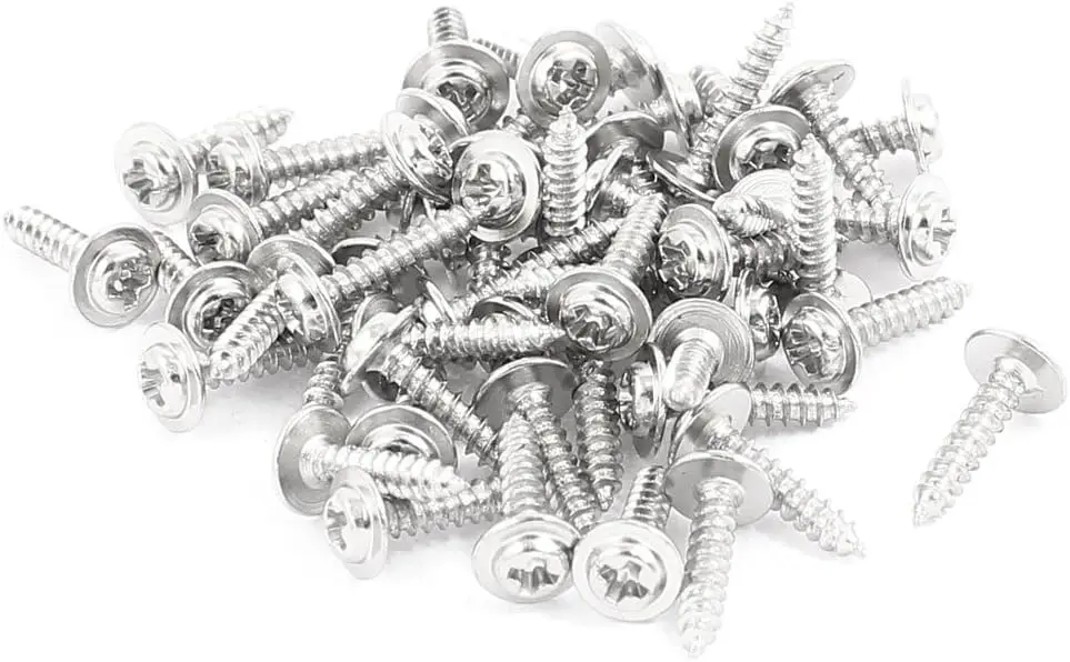 

100pcs 10x2mm Stainless Iron Phillips Head Self Tapping Screw(PWA) with Washer