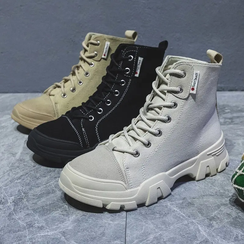 

Canvas Martin Women's Boots Summer Breathable 2022 British Style Thick Bottom Spring and Autumn Single Boots Platform Shoes