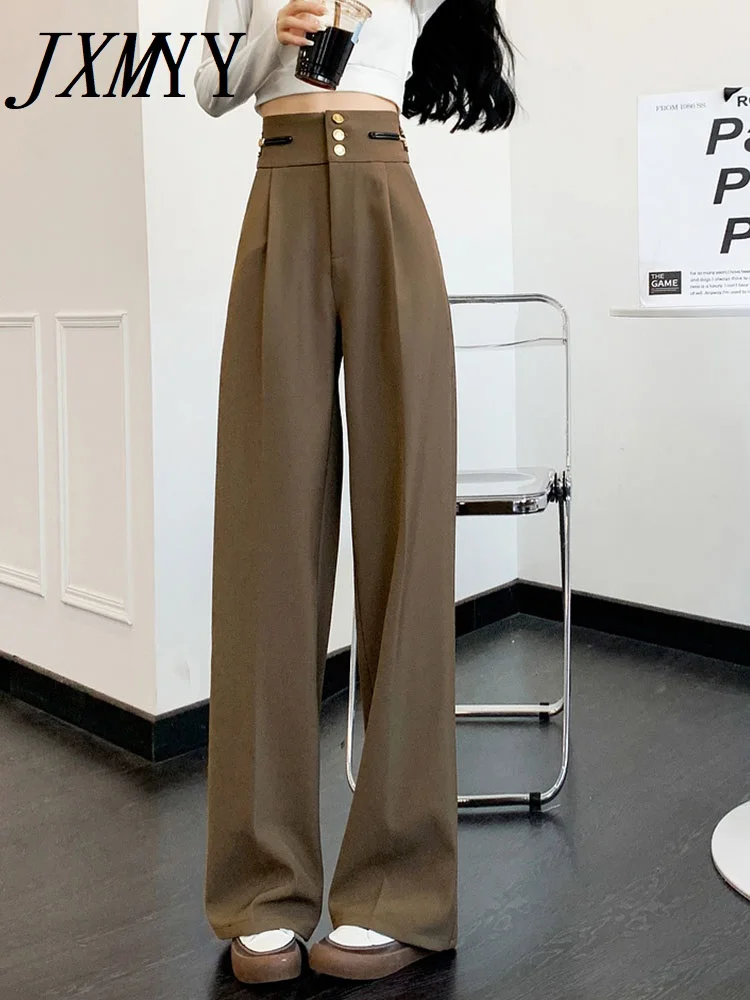 

JXMYY 2022 осень-зима модные новые утолщенные композитные Костюмные пряжки с высокой талией широкие брюки женская мода