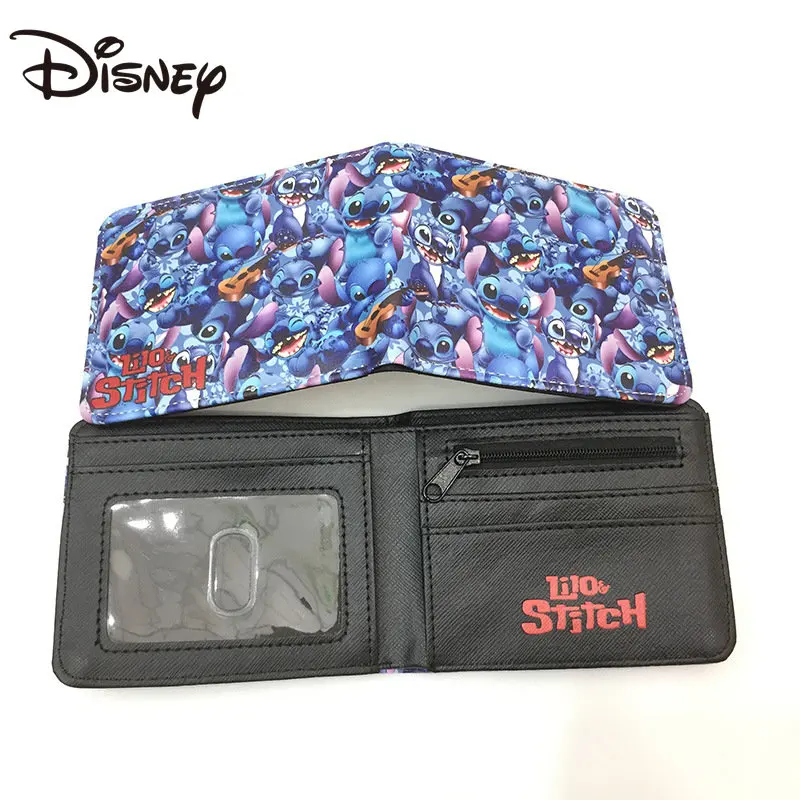 Disney Stitch Blue Long Ears Pu Coin Purse Starbaby Shi Dizai Short Folding Wallet Wallet Dropshipping