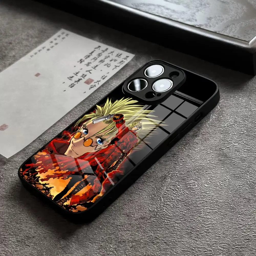 Фото Чехол для телефона TRIGUN STAMPEDE в стиле аниме для iPhone 15 Pro Max, 14 Plus, 17 Pro Max, 12, 11, 13, X, XR, XS, 16 Plus, Air, SE, стеклянная накладка. №3