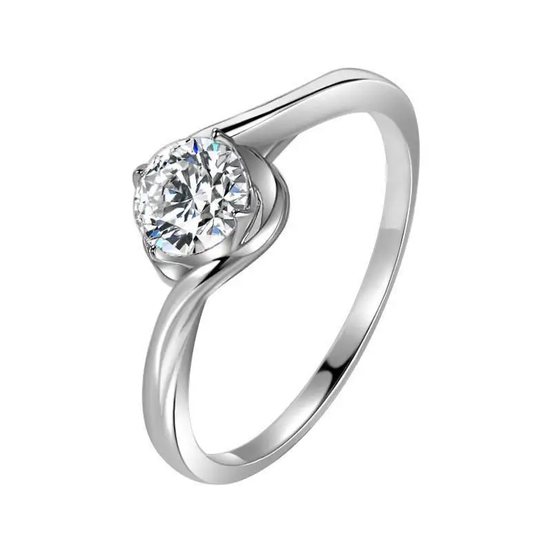 

60 points swirl single diamond twist arm flower bud simulation diamond 925 ring women's small diamond diamond ring