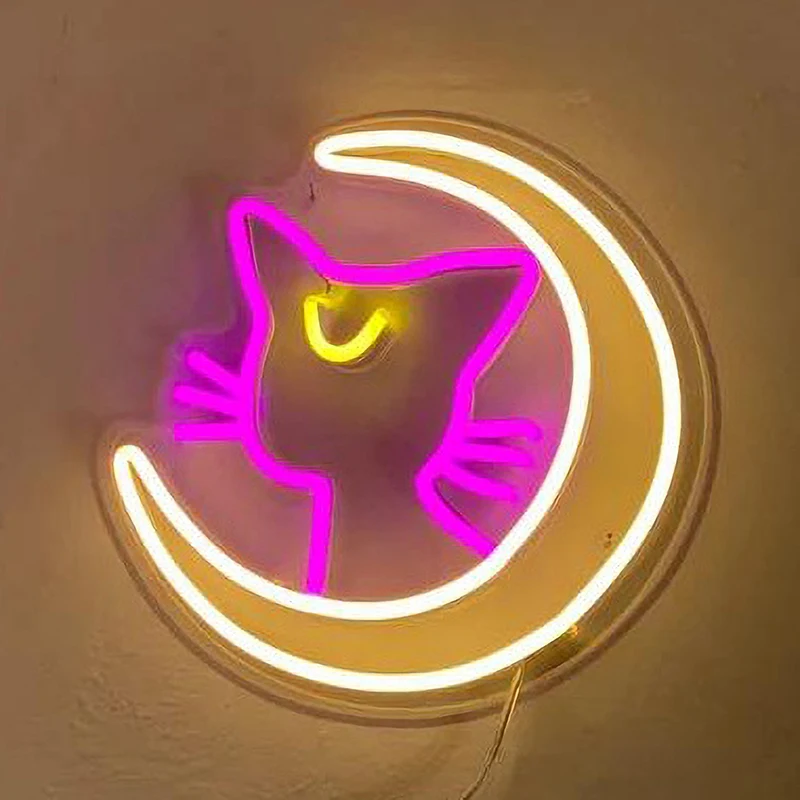 

Anime neon sign -Sailor Moon Luna cat bedroom neon sign/game room/living room wall decor art LED Neon Sign,Graduation gifts neon