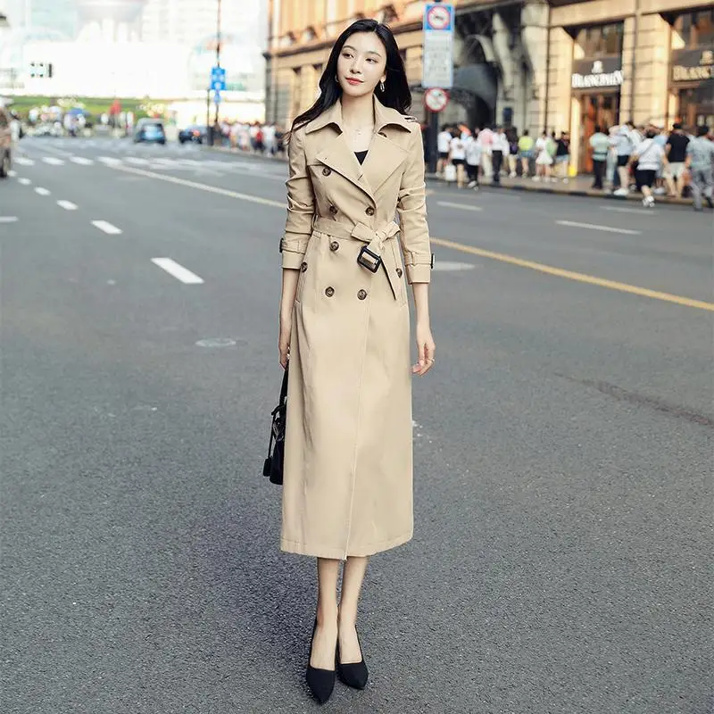 

Jackets for Women Autumn Winter New Style Trench Coat Female Long Slim Waist Jacket Korean Fashion Clothes Manteau Femme Cjk349