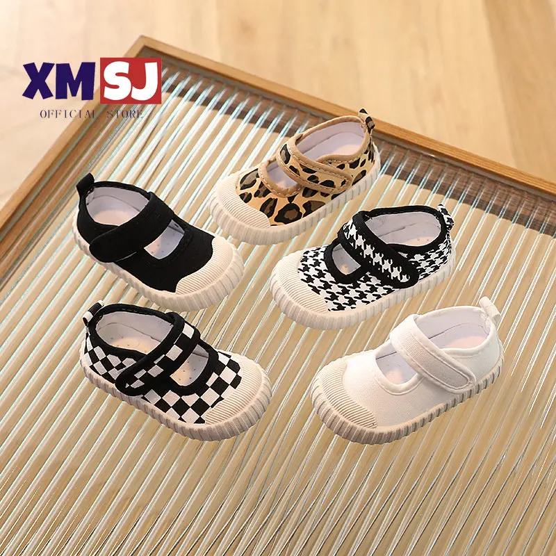 Kids Shoes Girls Shoes Children Cute Sweet Canvas Casual Shoes Fashion Leopard Plaid Soft Flats Girls Toddler Girls Shoes 21-32