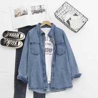 women blouse spring autumn casual shirts mid length long sleeve denim jeans tops casual women shirt blusa mujer x136
