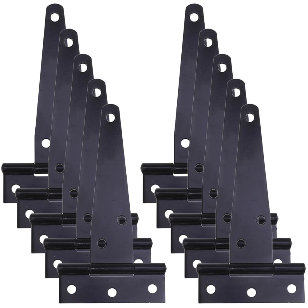 

10 Pcs T-belt Gate Latch Wooden Fence Hinge Barn Door Gates Heavy Duty Hinges Iron Yard Black