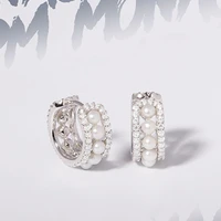 2022 cute women earrings jeweler gothic accessories pearl and circle small earrings multi circle pearl ear clip korean fashion