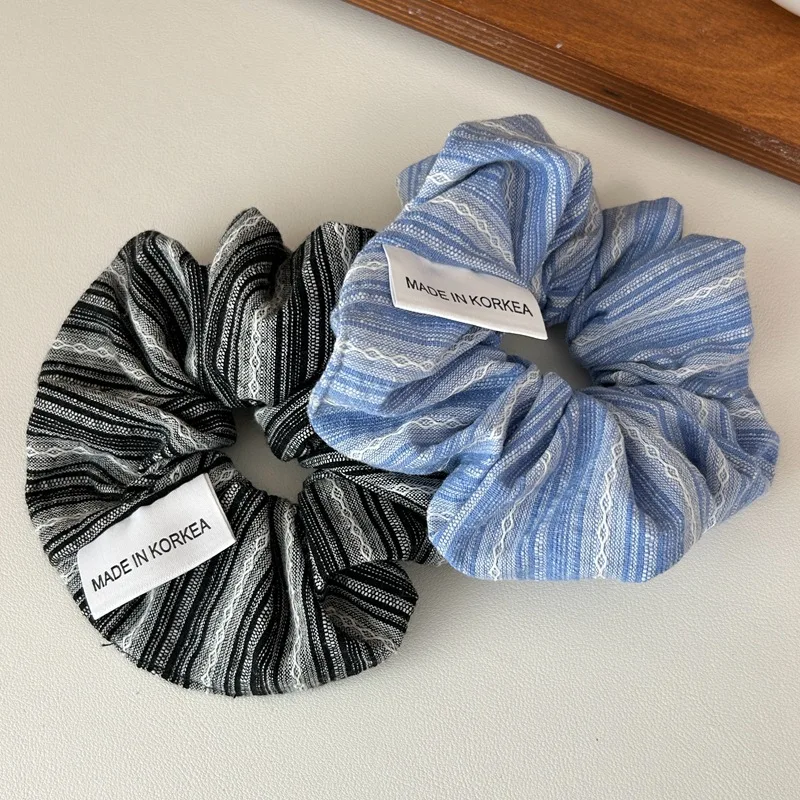 2024 корейская мода резинки для волос в полоску синяя резинка женские эластичная
