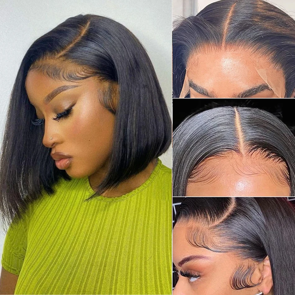 Парик Из Натуральных Волос Боб 14 Дюймов Прямые Бразильские Волосы Remy