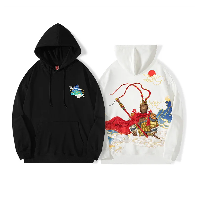 

Autumn and 22 Winter Men's Hooded Sports Shirt State Chao Mei Monkey King embroidered loose jacket trend fashion