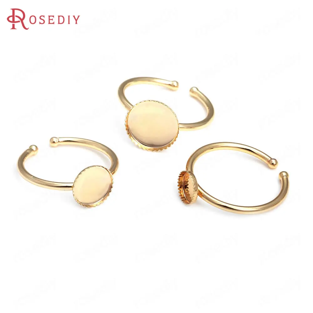 

Trays 6MM 8MM 10MM 24K Gold Color Brass fit Cabochon Beads Round Trays Bezels Base Rings Settings Diy Jewelry Making Supplies