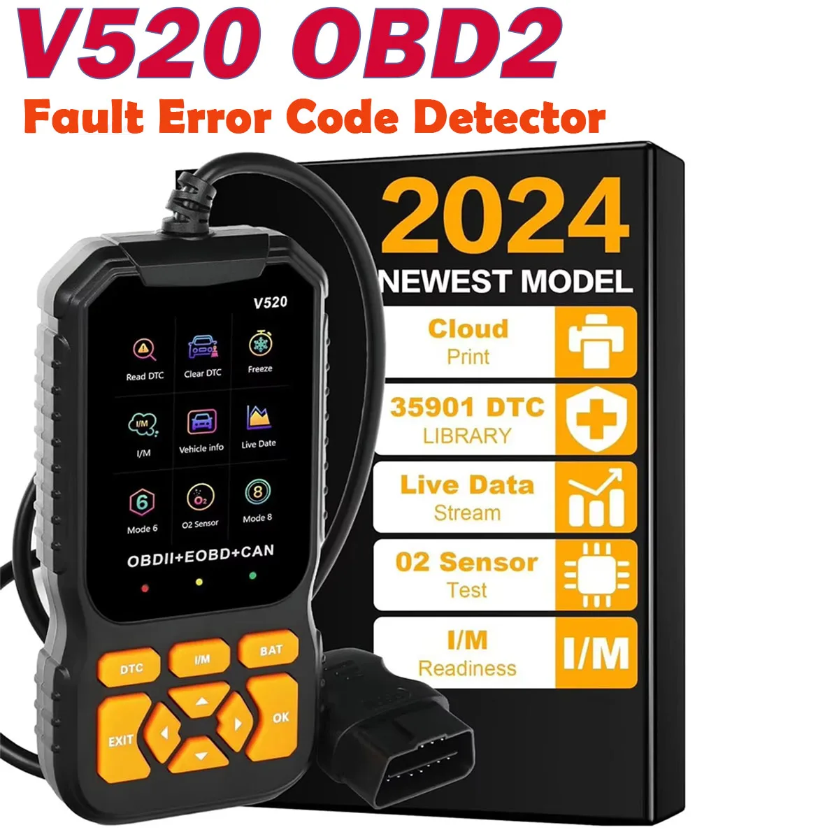 Новый сканер OBD2 V520 диагностический инструмент OBD в 10- языках детектор