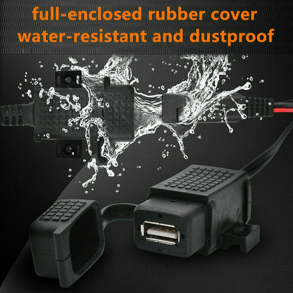 

Waterproof Cover Design Motorcycle USB Charger SAE To USB Cable Adapter Phone GPS Tablets Made Of Top Chip