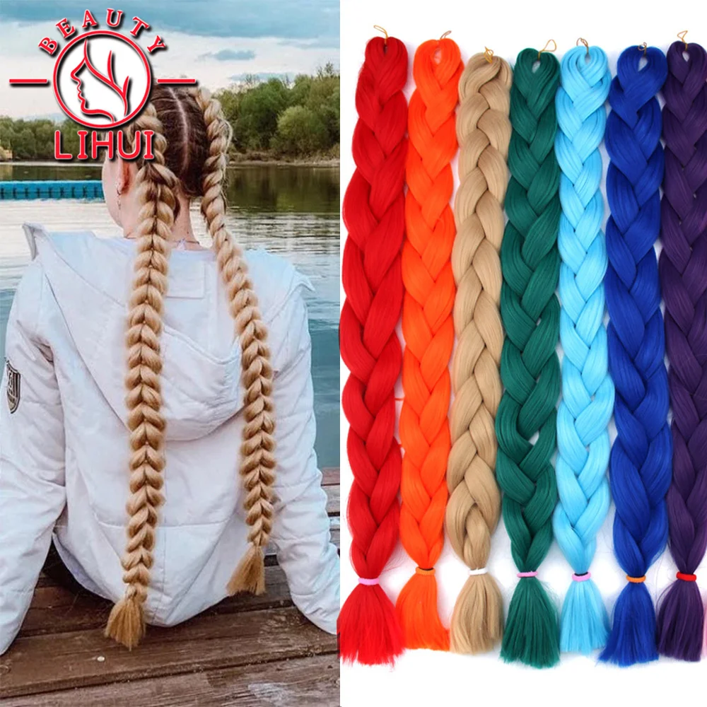 Плетеные волосы синтетическая термоволоконная тесьма однотонная 100 см Джамбо