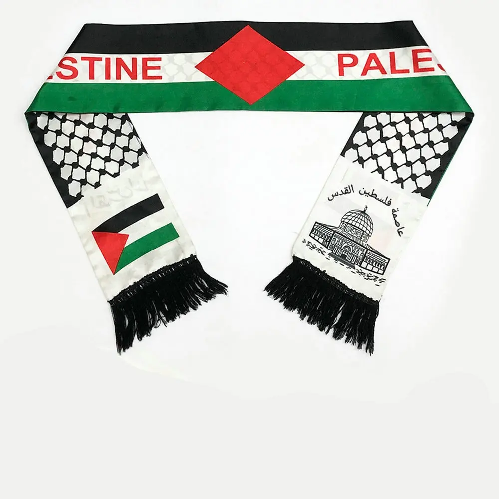 

135-175cm Scarf Printing Satin Palestinian Flag Scarf palestine national day Scarves palestine shawl