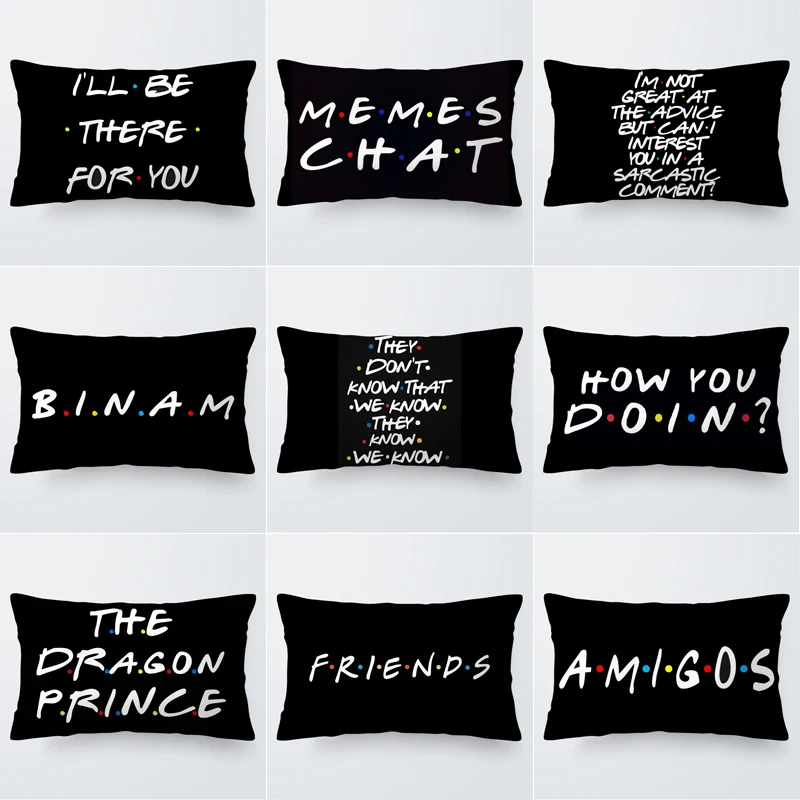 30cmx50cm 50CMX50CM black background friends Short plush fabric rectangle throw pillow covers cushion cover decorative pillows |