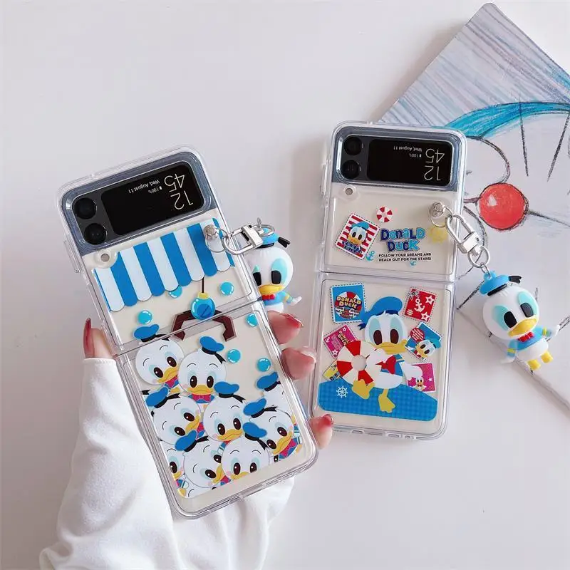 

Samsung Z Flip 3 Phone Case Folding Screen Cartoon Donald Duck Stereo Galaxy Z Flip 3 5G Soft Phone Case