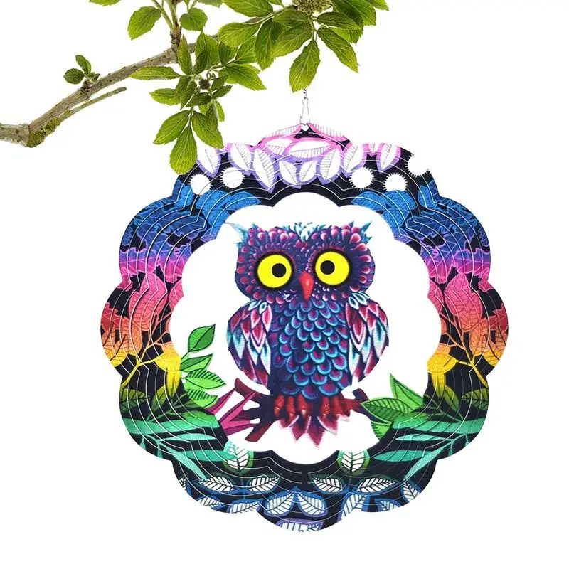 

Hangings Sun Catcher Colorful Owl Decor on Branch Stainless Steel Window Hangings Ornament Garden Sun Catcher Hanging Decoration