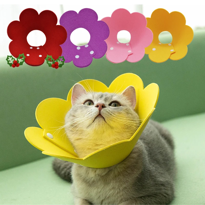 Sunflower Shaped Cat Elizabeth Collar Anti Bite Wound Healing Protective Cone Protect Neck Ring Kitten Puppy Flower Collars
