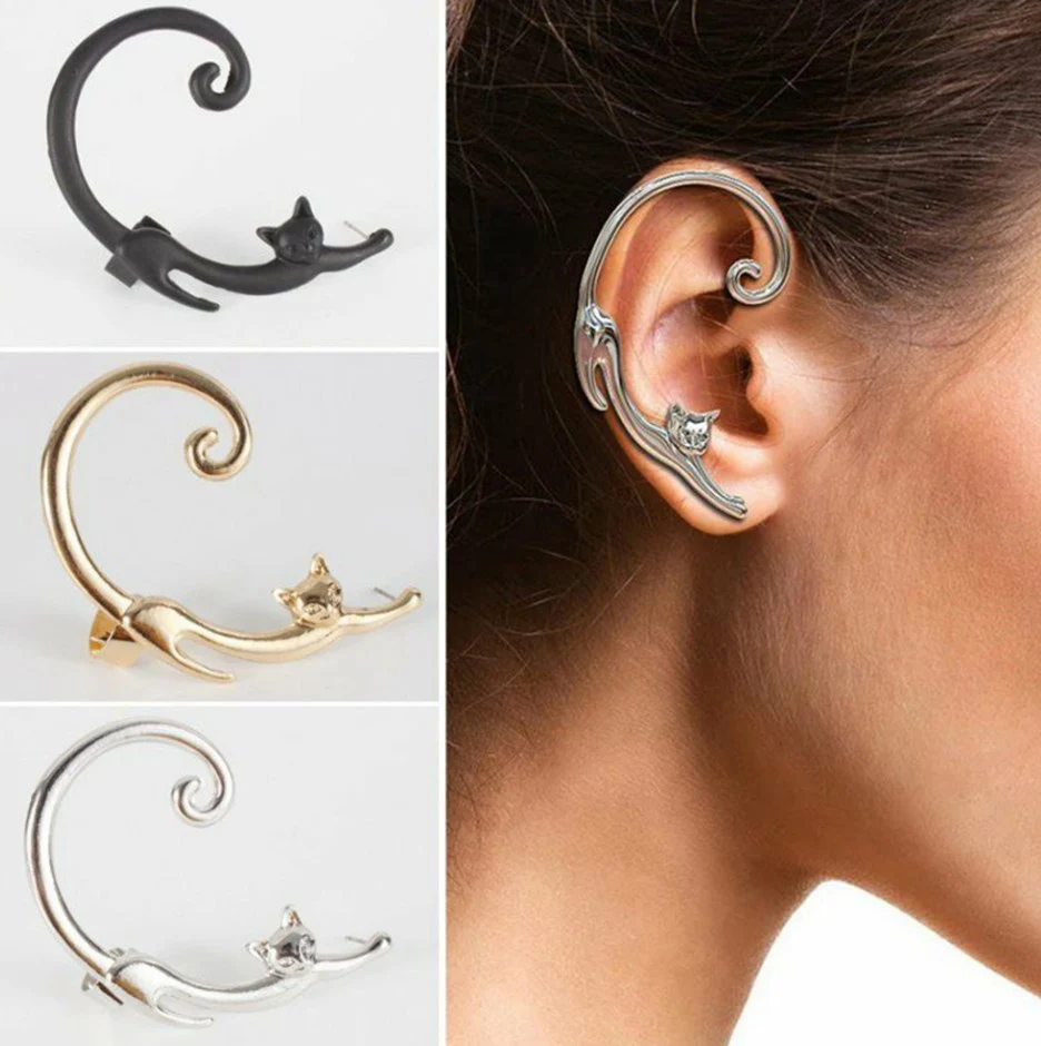 

Personality Unique Design Cute Cat Ear Cuff Earrings for Women Girl Cool Temperament Hip-hop Fashion Jewelry Ear Studs Earrings