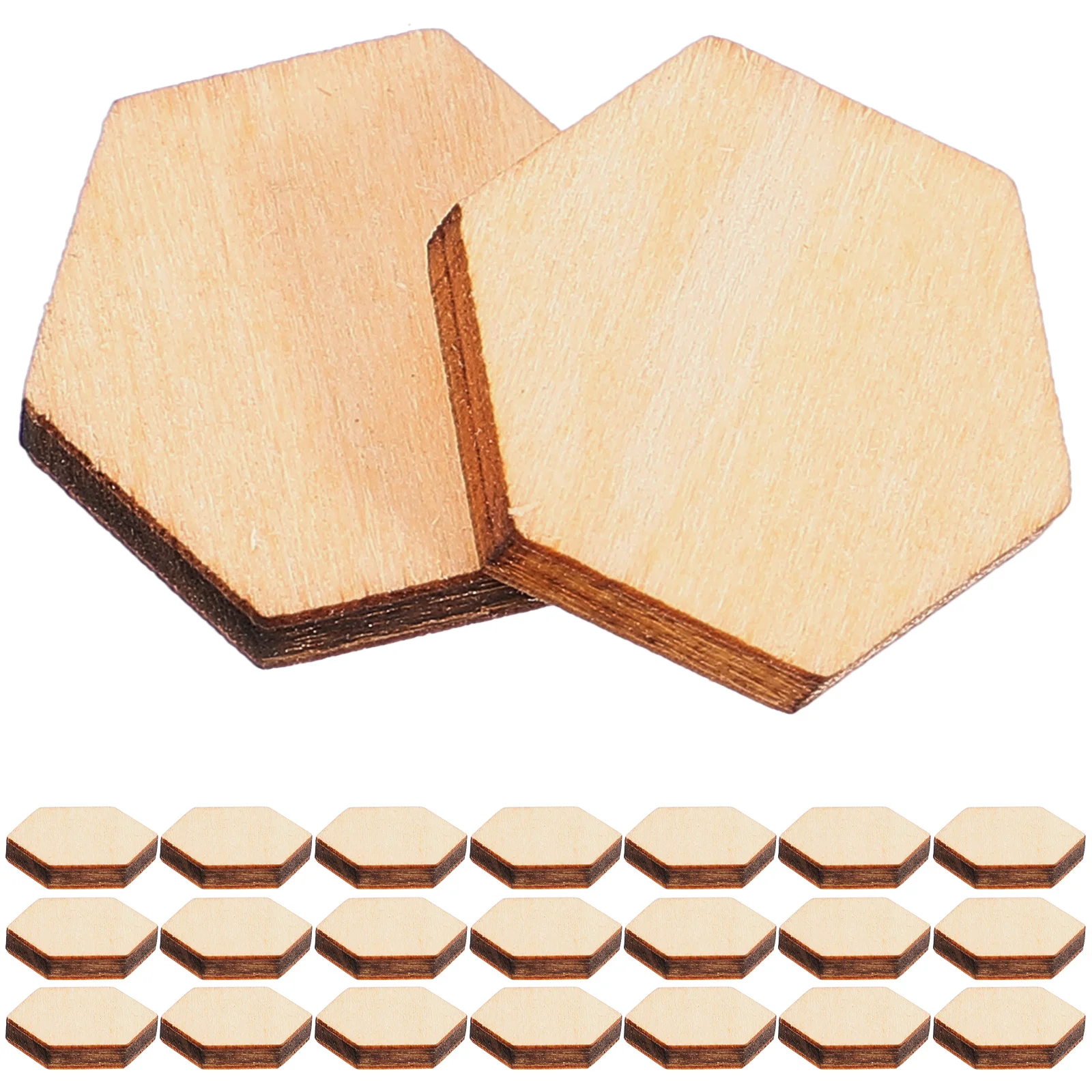 

12.5MM Beech Wooden Hexagonal Pieces Ornaments Wood Decoration Madera Ornaments Embellishment DIY Crafts Decorations