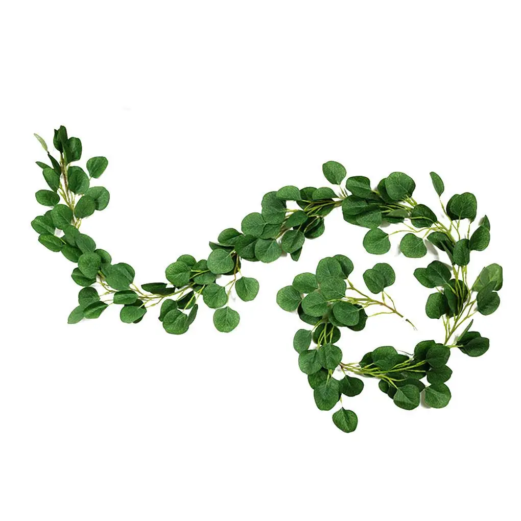 

Artificial Eucalyptus Vane Plastic Garland Leaves Wreath 2m Fake Plant Decoration, Type 1
