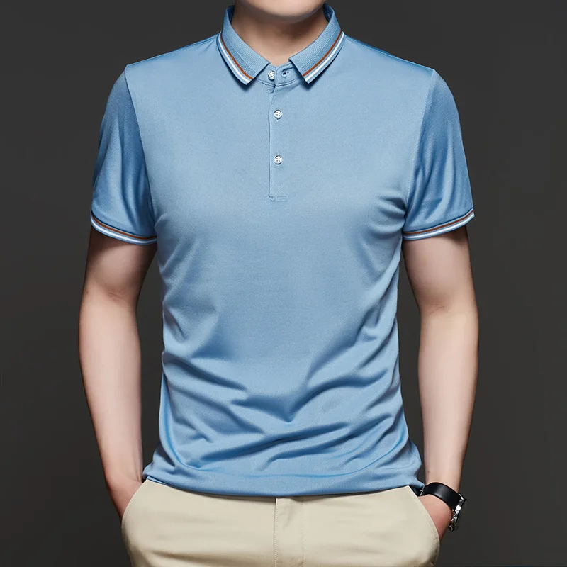 

Ummer Brand Embroidery Polo Shirt Men's Short Sleeve Breathable Business Casual Lapel Polos Male T Shirt Size