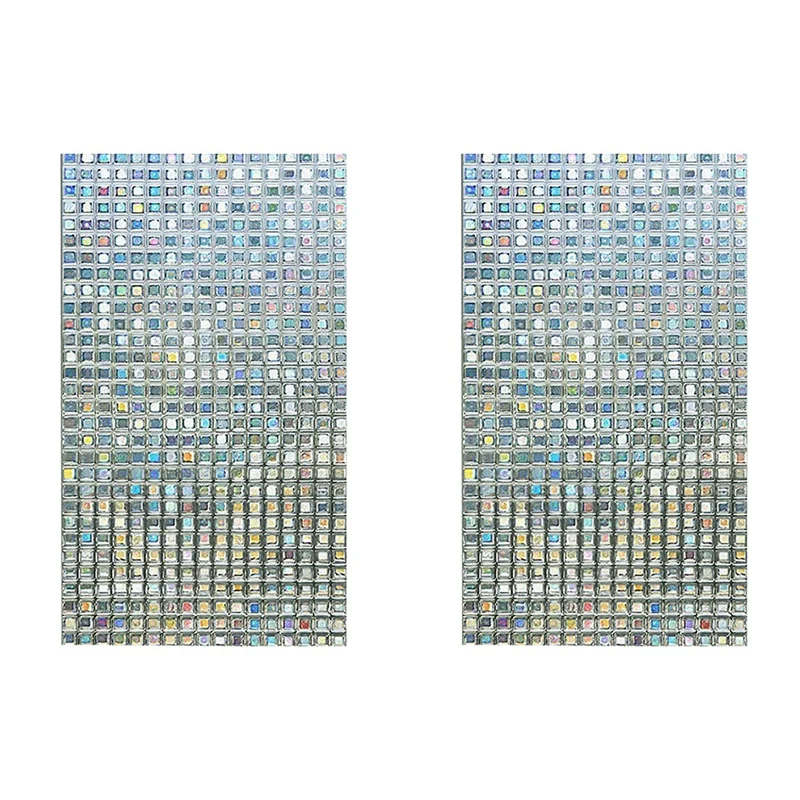 

2X Rainbow Decorative Window Film Tinted Static Self Adhesive Cling Glass Stickers 3D Mosaic Privacy Glass Foil
