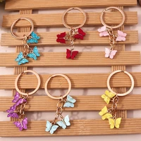 new design lovely resin butterfly keychains key holder butterfly key rings for key chain for ladies accessories bulk wholesale