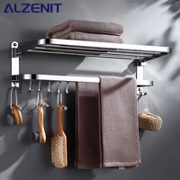Towel Rack 40-60 304 Stainless Steel Holder With Hook Bathroom Accessories Wall Mount Hanger Shower Bar Rail Folding Shelf