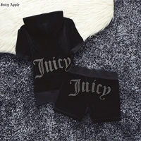 juicy apple tracksuit women 2 piece set women summer zip hooded jacket casual top female clothing tracksuit pockets loose shorts