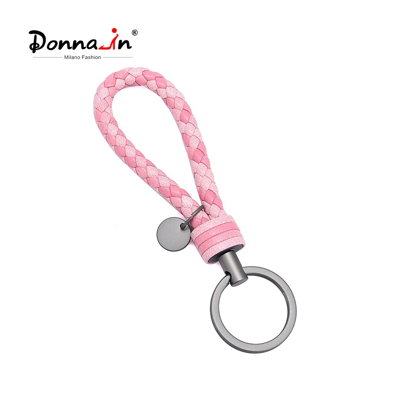 

Donna-in Weave Genuine Leather Rope Keychain Zinc Alloy Buckle Head Key Ring Ring Car Key Ornament Sheepskin Pendant Wholesale