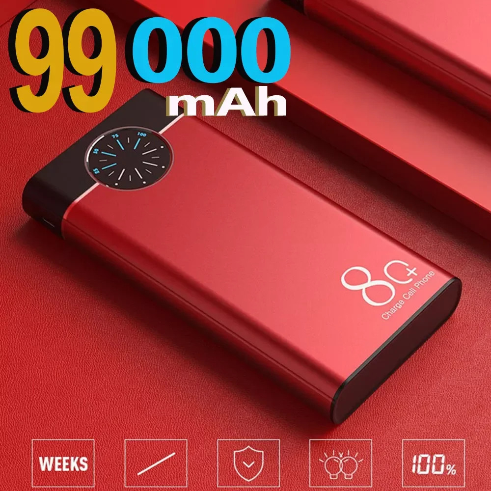 

2023New Portable 99000mAh Power Bank External Battery Charger Aluminum Alloy Case Fast Charger Power Bank For Iphone Xiaomi Sams