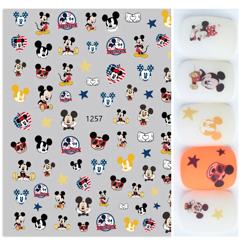 

1PCS 3D Disney Cartoon Mickey Mouse Nail Art Stickers DIY Minnie Mickey Comes With Adhesive Nail Decoration Decals