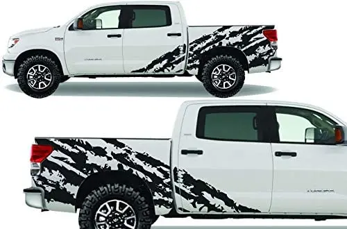 

Factory Crafts Shred Side Graphics Kit 3M Vinyl Decal Wrap Compatible with Toyota Tundra Crew Cab 20072013 Matte Black