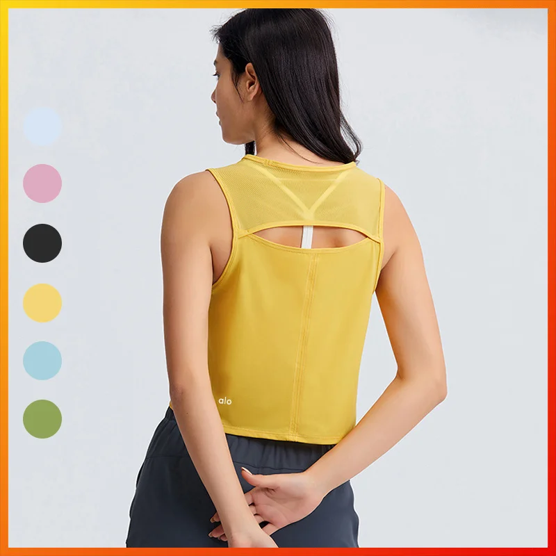 

Alo Yoga Summer Women's Crop Top 6-Color Sleeveless Sports Top Fitness Workout Yoga Running T-shirt DT050